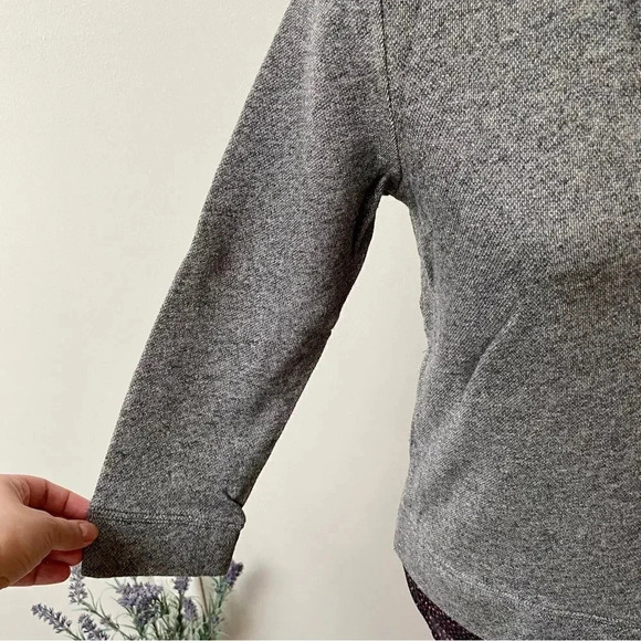 LOFT Gray Sweatshirt Sweater Peter Pan Collar Layered Hem Work Top XS - Picture 5 of 13